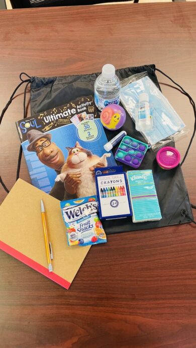 Image of an array of the coping-mechanism products included in the Connection Clinic bags